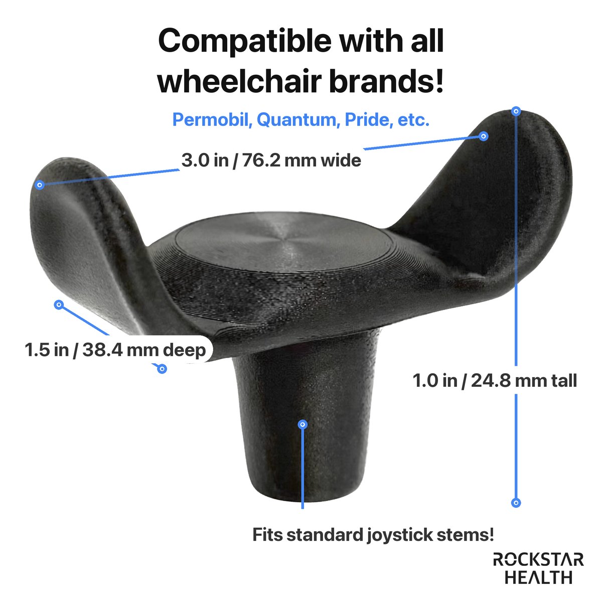 Measured dimensions of the small joystick topper